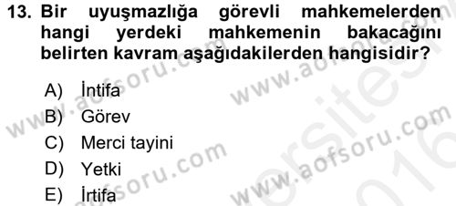 Vergi Yargılaması Hukuku Dersi 2015 - 2016 Yılı (Vize) Ara Sınav Soruları 13. Soru