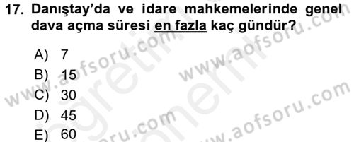 Vergi Yargılaması Hukuku Dersi 2015 - 2016 Yılı (Vize) Ara Sınav Soruları 17. Soru