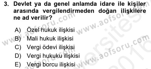 Vergi Yargılaması Hukuku Dersi 2015 - 2016 Yılı (Vize) Ara Sınav Soruları 3. Soru