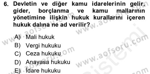 Vergi Yargılaması Hukuku Dersi 2015 - 2016 Yılı (Vize) Ara Sınav Soruları 6. Soru
