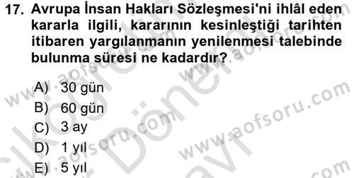 Vergi Yargılaması Hukuku Dersi 2015 - 2016 Yılı (Final) Dönem Sonu Sınav Soruları 17. Soru