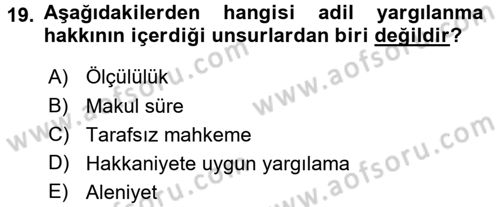 Vergi Yargılaması Hukuku Dersi 2015 - 2016 Yılı Tek Ders Sınav Soruları 19. Soru