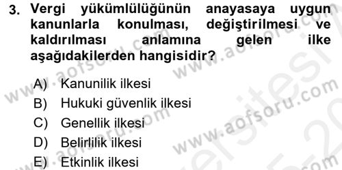 Vergi Yargılaması Hukuku Dersi 2015 - 2016 Yılı Tek Ders Sınav Soruları 3. Soru
