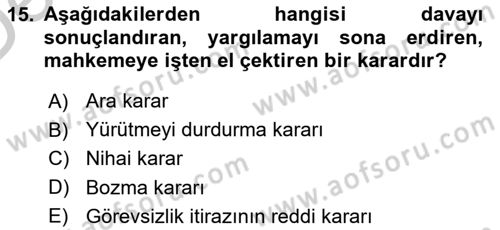 Vergi Yargılaması Hukuku Dersi 2016 - 2017 Yılı 3 Ders Sınav Soruları 15. Soru