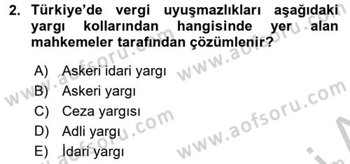 Vergi Yargılaması Hukuku Dersi 2016 - 2017 Yılı 3 Ders Sınav Soruları 2. Soru