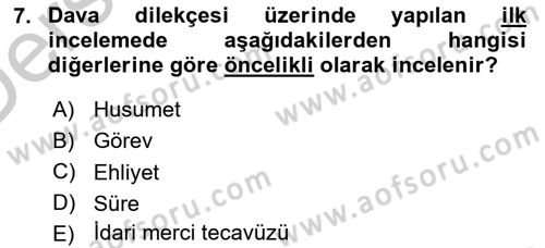 Vergi Yargılaması Hukuku Dersi 2016 - 2017 Yılı 3 Ders Sınav Soruları 7. Soru