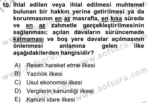 Vergi Yargılaması Hukuku Dersi 2016 - 2017 Yılı (Vize) Ara Sınav Soruları 10. Soru