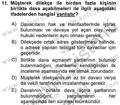 Vergi Yargılaması Hukuku Dersi 2016 - 2017 Yılı (Vize) Ara Sınav Soruları 11. Soru