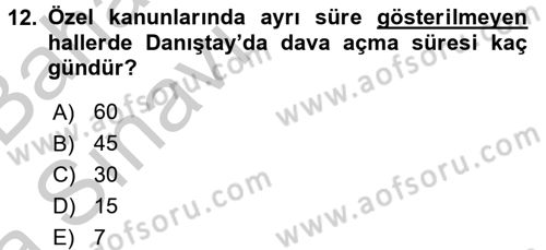 Vergi Yargılaması Hukuku Dersi 2016 - 2017 Yılı (Vize) Ara Sınav Soruları 12. Soru