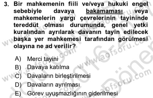 Vergi Yargılaması Hukuku Dersi 2016 - 2017 Yılı (Final) Dönem Sonu Sınav Soruları 3. Soru