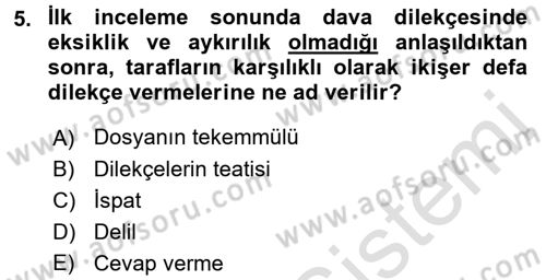 Vergi Yargılaması Hukuku Dersi 2016 - 2017 Yılı (Final) Dönem Sonu Sınav Soruları 5. Soru