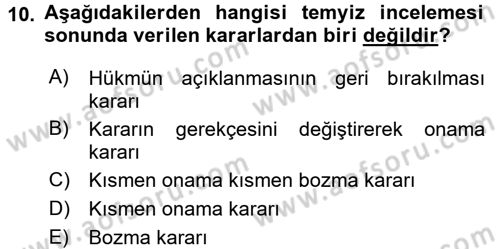 Vergi Yargılaması Hukuku Dersi 2017 - 2018 Yılı 3 Ders Sınav Soruları 10. Soru