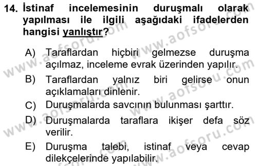 Vergi Yargılaması Hukuku Dersi 2017 - 2018 Yılı 3 Ders Sınav Soruları 14. Soru