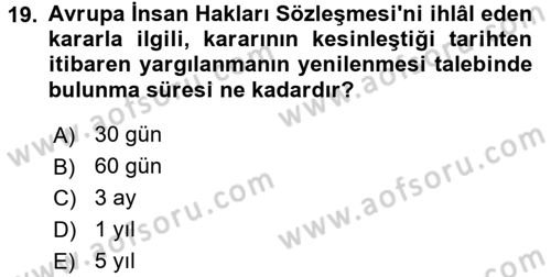 Vergi Yargılaması Hukuku Dersi 2017 - 2018 Yılı 3 Ders Sınav Soruları 19. Soru