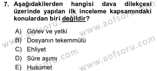 Vergi Yargılaması Hukuku Dersi 2017 - 2018 Yılı 3 Ders Sınav Soruları 7. Soru