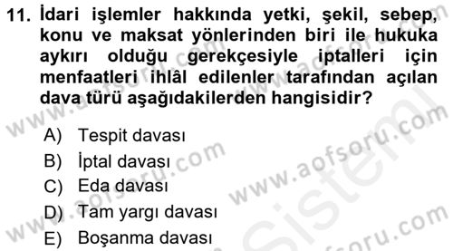 Vergi Yargılaması Hukuku Dersi 2017 - 2018 Yılı (Vize) Ara Sınav Soruları 11. Soru