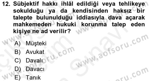 Vergi Yargılaması Hukuku Dersi 2017 - 2018 Yılı (Vize) Ara Sınavı 12. Soru