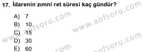Vergi Yargılaması Hukuku Dersi 2017 - 2018 Yılı (Vize) Ara Sınav Soruları 17. Soru