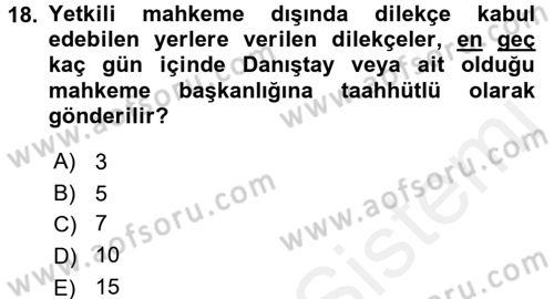 Vergi Yargılaması Hukuku Dersi 2017 - 2018 Yılı (Vize) Ara Sınav Soruları 18. Soru