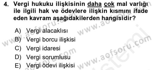 Vergi Yargılaması Hukuku Dersi 2017 - 2018 Yılı (Vize) Ara Sınav Soruları 4. Soru