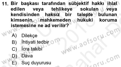 Vergi Yargılaması Hukuku Dersi 2018 - 2019 Yılı (Vize) Ara Sınav Soruları 11. Soru