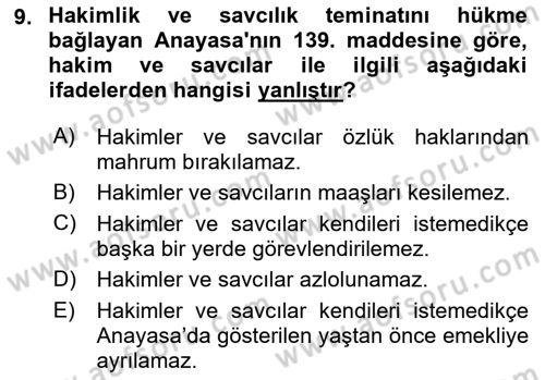 Vergi Yargılaması Hukuku Dersi 2018 - 2019 Yılı (Vize) Ara Sınav Soruları 9. Soru