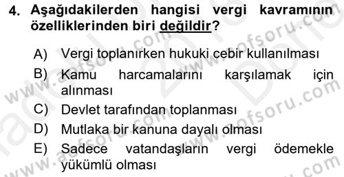 Vergi Yargılaması Hukuku Dersi 2018 - 2019 Yılı (Final) Dönem Sonu Sınav Soruları 4. Soru