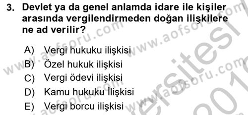 Vergi Yargılaması Hukuku Dersi 2018 - 2019 Yılı Yaz Okulu Sınav Soruları 3. Soru
