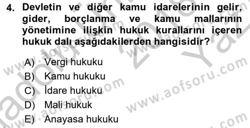 Vergi Yargılaması Hukuku Dersi 2018 - 2019 Yılı Yaz Okulu Sınav Soruları 4. Soru