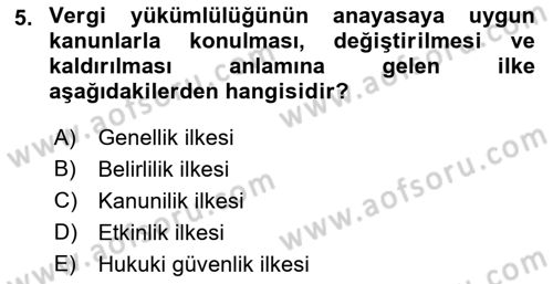 Vergi Yargılaması Hukuku Dersi 2018 - 2019 Yılı Yaz Okulu Sınav Soruları 5. Soru