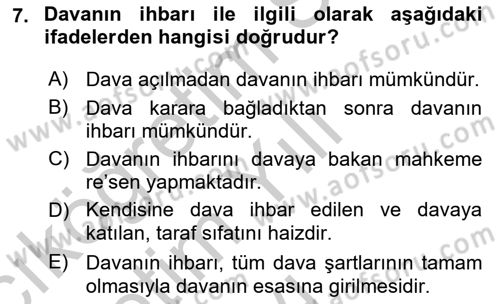 Vergi Yargılaması Hukuku Dersi 2018 - 2019 Yılı Yaz Okulu Sınav Soruları 7. Soru