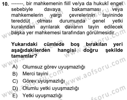 Vergi Yargılaması Hukuku Dersi 2022 - 2023 Yılı Yaz Okulu Sınav Soruları 10. Soru