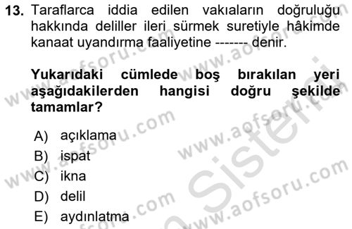 Vergi Yargılaması Hukuku Dersi 2022 - 2023 Yılı Yaz Okulu Sınav Soruları 13. Soru