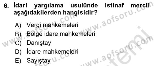 Vergi Yargılaması Hukuku Dersi 2022 - 2023 Yılı Yaz Okulu Sınav Soruları 6. Soru