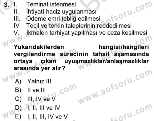 Vergi Yargılaması Hukuku Dersi 2023 - 2024 Yılı (Vize) Ara Sınav Soruları 3. Soru