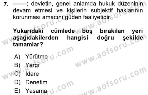Vergi Yargılaması Hukuku Dersi 2023 - 2024 Yılı (Vize) Ara Sınav Soruları 7. Soru