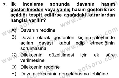 Vergi Yargılaması Hukuku Dersi 2023 - 2024 Yılı (Final) Dönem Sonu Sınav Soruları 7. Soru
