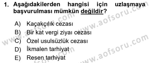 Vergi Yargılaması Hukuku Dersi 2023 - 2024 Yılı Yaz Okulu Sınav Soruları 1. Soru