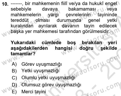 Vergi Yargılaması Hukuku Dersi 2023 - 2024 Yılı Yaz Okulu Sınav Soruları 10. Soru