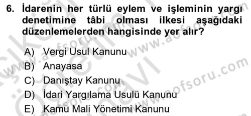 Vergi Yargılaması Hukuku Dersi 2023 - 2024 Yılı Yaz Okulu Sınav Soruları 6. Soru