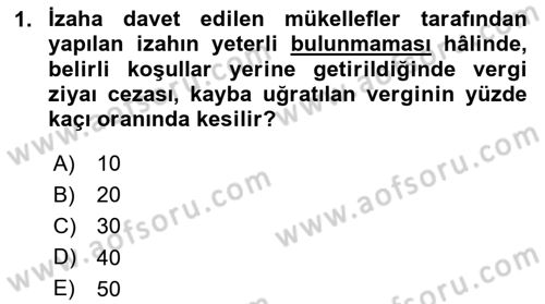 Vergi Yargılaması Hukuku Dersi 2024 - 2025 Yılı (Vize) Ara Sınav Soruları 1. Soru
