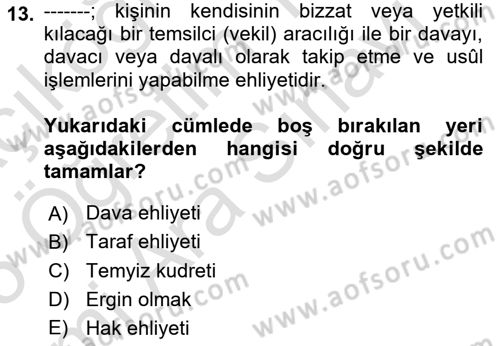 Vergi Yargılaması Hukuku Dersi 2024 - 2025 Yılı (Vize) Ara Sınav Soruları 13. Soru