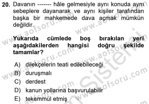 Vergi Yargılaması Hukuku Dersi 2024 - 2025 Yılı (Vize) Ara Sınav Soruları 20. Soru
