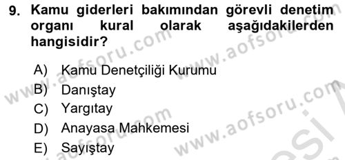 Vergi Yargılaması Hukuku Dersi 2024 - 2025 Yılı (Vize) Ara Sınav Soruları 9. Soru