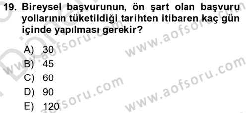 Vergi Yargılaması Hukuku Dersi 2024 - 2025 Yılı (Final) Dönem Sonu Sınav Soruları 19. Soru