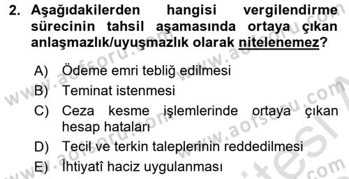 Vergi Yargılaması Hukuku Dersi 2024 - 2025 Yılı (Final) Dönem Sonu Sınav Soruları 2. Soru