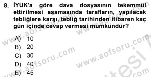 Vergi Yargılaması Hukuku Dersi 2024 - 2025 Yılı (Final) Dönem Sonu Sınav Soruları 8. Soru