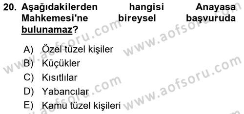 Vergi Yargılaması Hukuku Dersi 2024 - 2025 Yılı Yaz Okulu Sınav Soruları 20. Soru