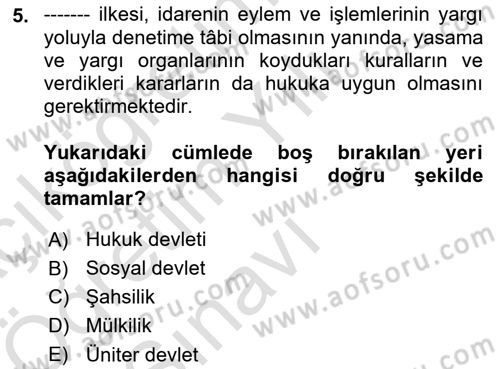 Vergi Yargılaması Hukuku Dersi 2024 - 2025 Yılı Yaz Okulu Sınav Soruları 5. Soru