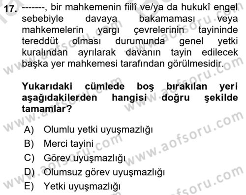Vergi Yargılaması Hukuku Dersi 2025 - 2026 Yılı (Vize) Ara Sınav Soruları 17. Soru